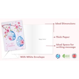 Giftinghouse Easter Cards Multipack, Easter Cards Pack of 6/12 - Happy Easter Cards with Envelopes Featuring 6 Unique Mixed Easter Designs, Eco-friendly Blank Inside Greeting Cards for kids (6 PACKS)