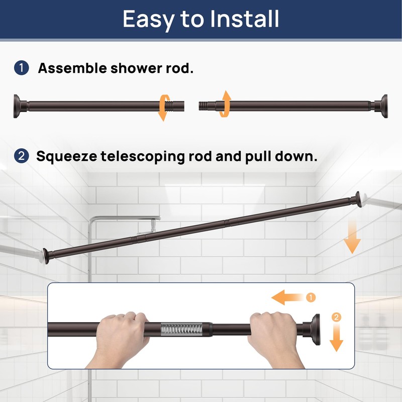 ENJOYBASICS Shower Curtain Rod 30 to 76 Inches, Stainless Steel