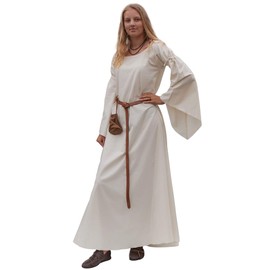 Battle-Merchant Medieval Dress Burglinde with Trumpet Sleeves Long Cotton S-XXL in Various Colours – Viking Dress Medieval Viking LARP Dress, natural