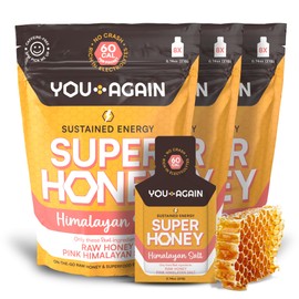 You Again Super Honey Clean Energy Gel, Honey & Himalayan Salt | Electrolyte Replenishment Running Fuel | Endurance Workouts & Cycling Gel | Paleo & Carnivore Snack | Gluten-Free | USA Made | 24-Pack