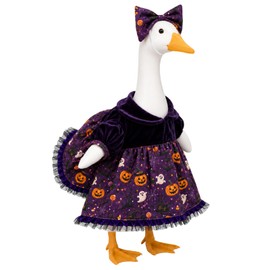 Halloween Porch Goose Outfits, Purple Pumpkin Goose Dress