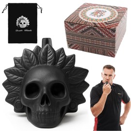 Aztec Death Whistle, Historical Replica, Scary Sound Effects, Collectable, With Storage Bag & Instructions (Black)
