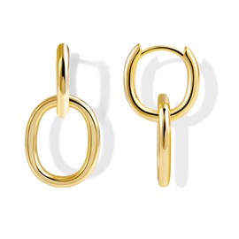 ALEXCRAFT Gold Silver Hoop Earrings Hanging Earrings for Women, Small Hanging Double Hoop Earrings Hypoallergenic Paper Clip Earrings Drop Earrings Small Hanging Earrings Women Girls, Silver