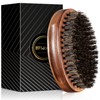 BFWood Boar Bristle Beard Brush, Black Wood Walnut Military Style,