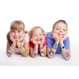 8Sheet - 110PCS Galaxy Temporary Tattoos for Kids – Cartoon Fake Tattoos Stickers for Birthday Party Favors, Gifts, DIY Decoration & Fun Activities – Waterproof & Skin-Safe