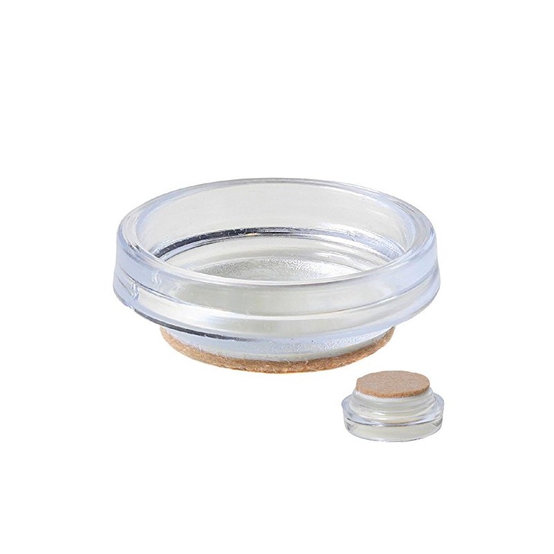 CASTOR CUPS FURNITURE FLOOR PROTECTOR GLIDES CLEAR + FELT PAD