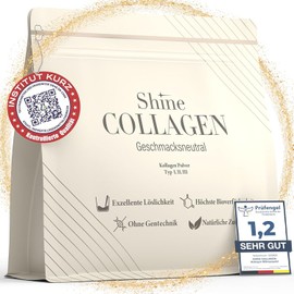 Shine Collagen Powder 500 g - 100% Collagen Peptides, Premium Hydrolysate Type 1, 2 and 3, Halal, Perfect Solubility, Neutral in Taste