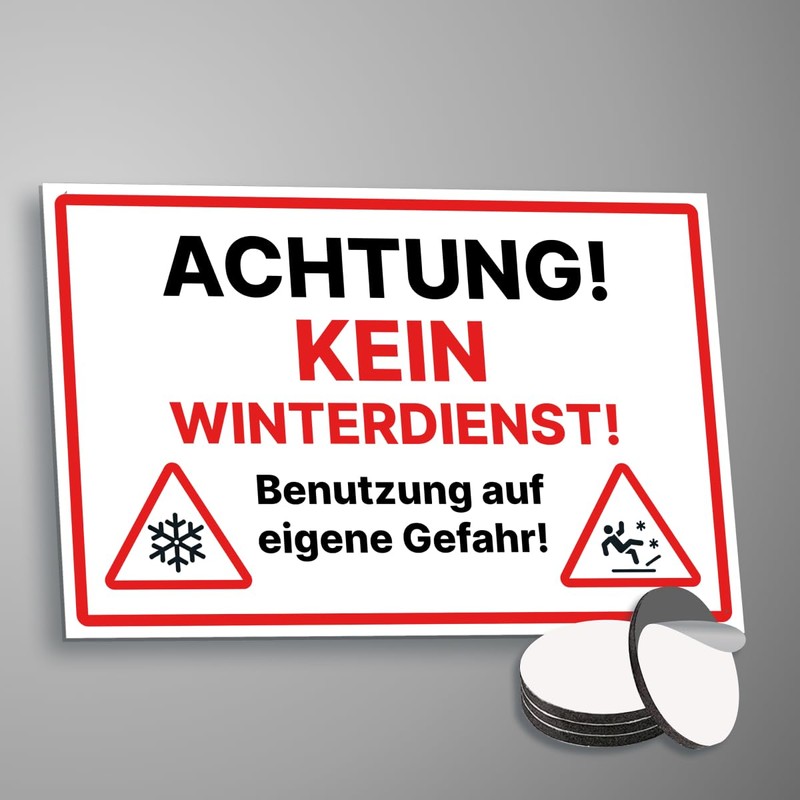 Achtung Kein Winterdienst Sign 20 x 30 cm Weatherproof Aluminium