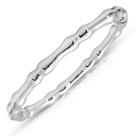 MAX + STONE Lightweight 925 Sterling Silver Bracelet for Women | 7 Inch Bamboo Bangle with Hinged Clasp | Anti-tarnishing Sterling Silver Bangle Bracelet for Women | Silver Bangles for Women