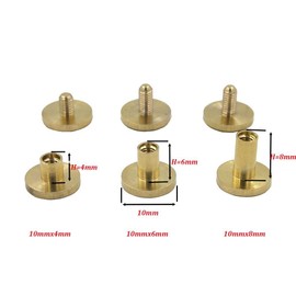 Premium Brass Leather Binding Stud Belt Strap Bag Screws Binder Nail Rivet（10mmx8mm ） - 20pcs