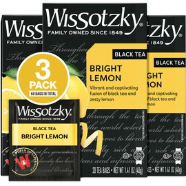 Wissotzky Bright Lemon Black Tea (3 Pack - 60 Tea Bags) | Zesty Lemon Tea Bags | Antioxidant Rich | Revitalizing Black Tea Bags