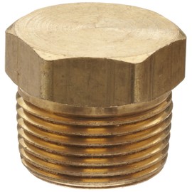 Anderson Metals - 06121-12 Brass Pipe Fitting, Cored Hex Head Plug, 3/4" Male Pipe