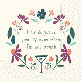 Design Design Think Your Pretty Beverage Napkin, 5-Inch, Multicolor, 20 Sheets