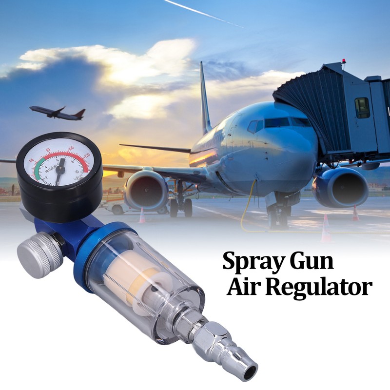 Spray Gun Air Regulator Aluminum Alloy Plastic In Line Water