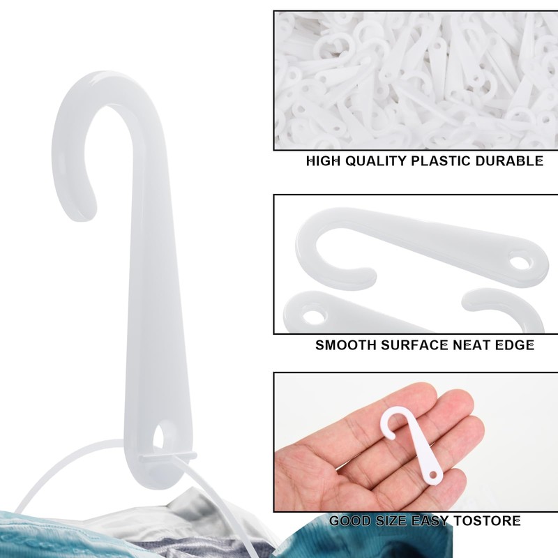 Homakover 1000 Pieces Plastic J-Hooks for Socks Retail Display Hanger,