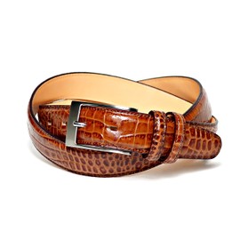 COXSWAIN CW20203-36 Men's Belt, Genuine Leather, Brown, Croc Embossing, 1.2 inches (30 mm), Made in Japan, Braun