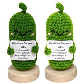 SiSfeL 2 Stück Mini-Plüsch Lustige Gurke Puppe,Kreativ Gestrickt Positive Gurken,Emotional Support Pickled Cucumber Gift mit positiver Karte,Geschenke für Freund,Kinder