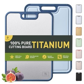2 in 1 Pure Titanium Cutting Boards for Kitchen Chopping Board with Handle Morandi Blue