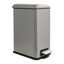JM ·YIPENG Bathroom Trash Can, 10 Liter / 2.6 Gallon Stainless Steel Garbage Can with Removable Inner Bucket, Soft Close Lid Step Trash Bin for Bedroom, Office, Kitchen, Grey