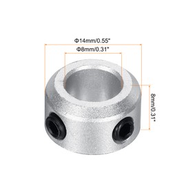 MECCANIXITY 2pcs Shaft Collar 8mm Bore 5/16" Aluminum Set Screw Style Clamping Collars Hexagon Wrench Silver