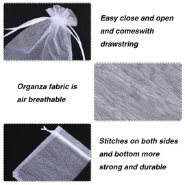 CLTPY Organza Bags 16 x 22 cm Pack of 100 White Protective Bags Jewellery Bags with Drawstring Bags Gift Bags Party Bags Gift Bags for Wedding Favour Party Christmas