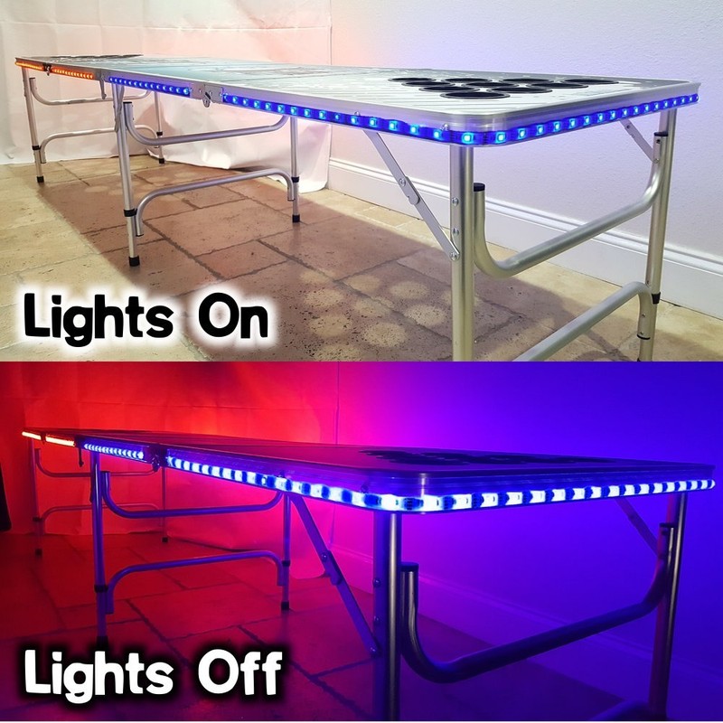 PARTYPONG 8-Foot Professional Beer Pong Table w/LED Glow Lights -