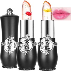 2 Pack Crystal Flower Lipstick Color Changing Lipstick Magic Lipstick Jelly Clear Lipstick,Long Lasting Nutritious Moisturizer Temperature Lip Stain Lipstick