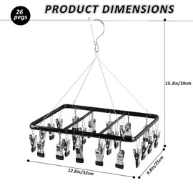 AnnZhao Windproof Sock Dryer Hanger, 26 Pegs Aluminum Hanging Clothes Airer