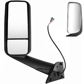 Generic INIONE Chrome Door Mirror Assembly For Freightliner Cascadia 2018-2021, With Heated & Motorized, Left/Driver Side, YO-8601E-L-1