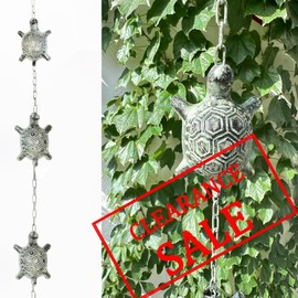 NIKKAPOETRY 8.5 Feet Heavy Duty Stainless Steel & Cast Iron Turtles Rain Chain for gutters,Green