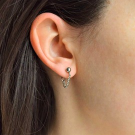 Vacaonio Boho Chain Ear Jacket Earrings Curb Chain Earrings Silver Ball Chain Drop Earrings Chain Tassel Earrings Jewelry for Women