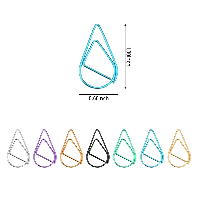 100Pcs Small Golden Paper Clips, Water Drop-Shaped Paperclips Bookmarks for