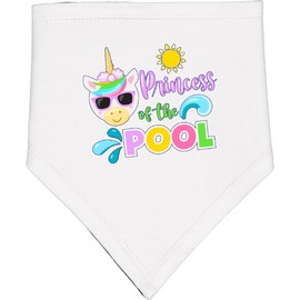inktastic Princess Of the Pool Cool Unicorn in Sunglasses Baby Bandana Bib White and Black 4279d