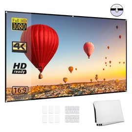 Projection Screen, Compact Lightweight Foldable Polyester Screen 80 Inch, Ideal for KTV Home Theaters, with Hooks and Tape, for Conference Room, Outdoor Viewing (72-INCH)