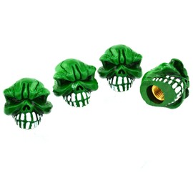 Lunsom Bone Shape Tire Valve Stem Caps Skull Wheels Air Valves Hole Cover Vehicle Accessories Fit Most Car Motorcycle Bike (4PCs Green)