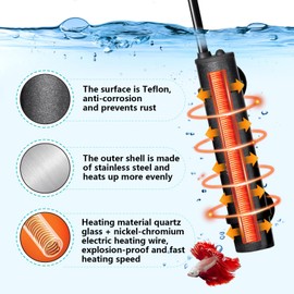 hygger Mini Submersible Aquarium Heater, Turtle and Betta Fish Tank Heater with Digital Display External Controller Freshwater