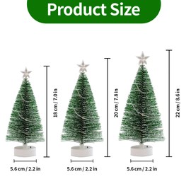 3 PCS Small Christmas Tree with Lights, Table Top Christmas Tree with Colorful Lights and Snow Mini Artificial Xmas Tree for Home Office Tabletop Desktop Christmas Decorations