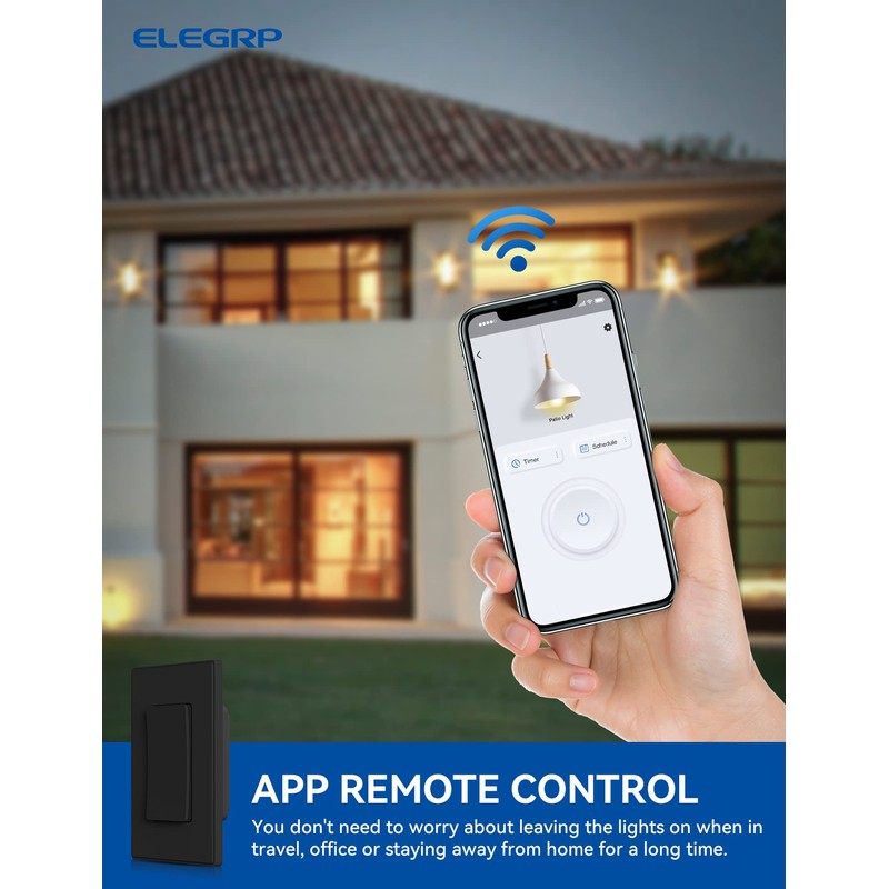 ELEGRP Smart Light Switch, 2.4GHz Wi-Fi Light Switch Compatible with