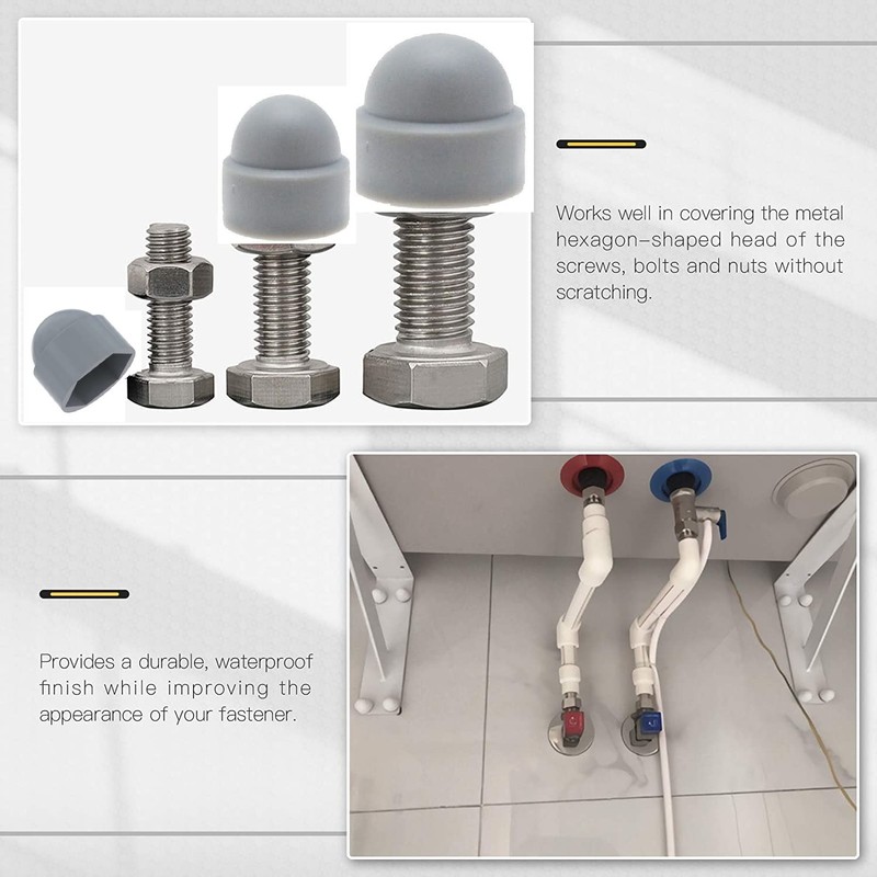 TERF® M6 Grey Plastic Hex Nut Bolt Dome Cap Cover