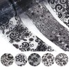 HYWWPFLAY 2 Boxes 20 Rolls White&Black Lace Nail Foil Sheets