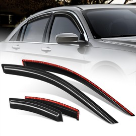 DNA MOTORING Set of 2 Tape-On Window Visor Deflector Rain/Sun Guard Compatible with Chrysler Sebring Sedan 2007-2010, 200 Sedan 2011-2014, Carbon Fiber Pattern Styling, WVS-T2-0109-CF