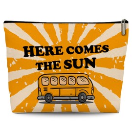 Lyiibb Here Comes the Sun Makeup Bag, Sunshine Gifts for Women, Hippie Bus Sunshine Travel Bag, Birthday Gifts, Christmas Gifts for Women