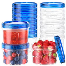 Winproper 12 Pack-16 OZ Freezer Storage Containers, Small Plastic Containers with Twist Top Lids, BPA Free Food Storage Containers, Reusable Soup Container Microwave/Dishwasher Safe