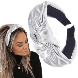 Coridy Gold Wide Headbands Knotted Hairband Fashion Hair Accessories for Women (Sliver)