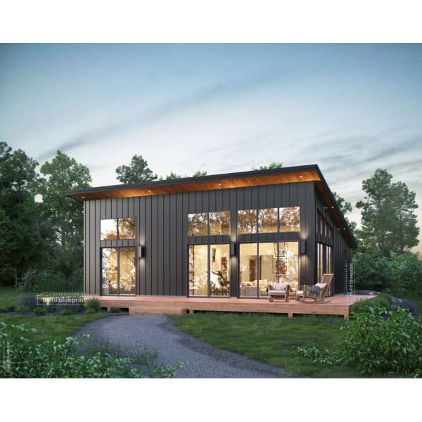 Build Blueprint 32x38 Modern Lean Cabin Custom Architectural Plans 1216SF