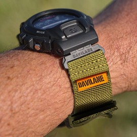 DAVILANE ​16mm Nylon Military Watch Band for G-Shock GD/DW/GW/GA Series (GD-350, DW-5600, GW-6900, GA-100/200/2100) - Quick Release Watch Band with Swappable Patches & G-Hook Closure