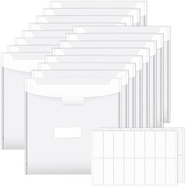 GANGBARU 16 Pcs Scrapbook Paper Storage Plastic Clear Paper Organizer Storage with 2 Sheets Blank Sticky Index Tabs Loading File Folders for Storing 12 x 12 Inch Scrapbook Photos Stickers Cardstock