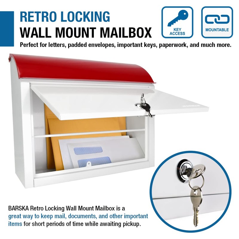 Barska Wall Mount Multi-Purpose Locking Mail Suggestion Drop Box with