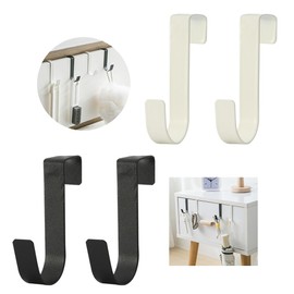MINBOOT Wall Hanging Hooks, Door Hangers, S Shape, Door Hooks, 4 Pieces, Hardware, Wall Mounted, Kitchen, Closet, Entryway, Kitchen, Storage, Door, Hanger, Bag, Garbage Bag Hook (Black and White)