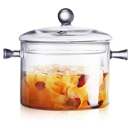 yvsay 1400ml Glass Saucepan with Cover, Stovetop Cooking Pot and Pan with Lid and Handle Simmer Pot Clear Soup Pot, High Borosilicate Glass Cookware (1400ml clear)